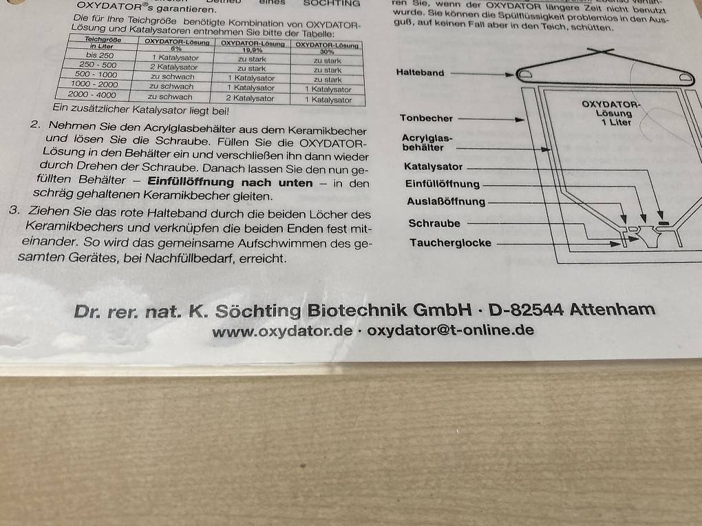 Sauerstoffspender für Gartenteich (gegen Algenbildung) im Kanton Bern