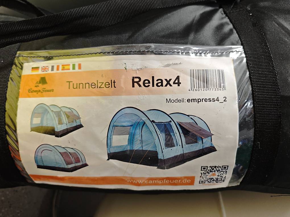 Campfeuer Tunnelzelt "Relax4", 4 Personen, Hellblau/Grau im Kanton Thurgau  - tutti.ch