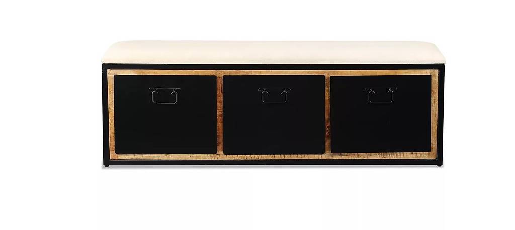 Aufbewahrungsbank 3 Schubladen Mangoholz Massiv 120x30x40 cm in Zugo