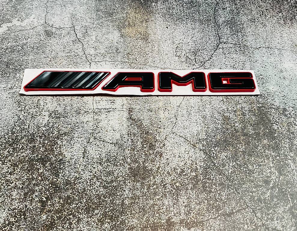 Mercedes Amg Emblem Schriftzug Logo Rot Schwarz Aus Metall Canton