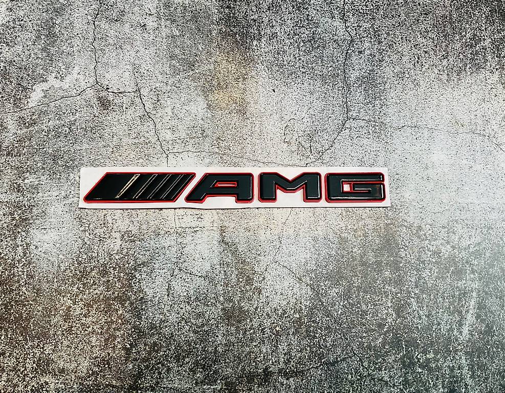 Mercedes Amg Emblem Schriftzug Logo Rot Schwarz Aus Metall Im Kanton