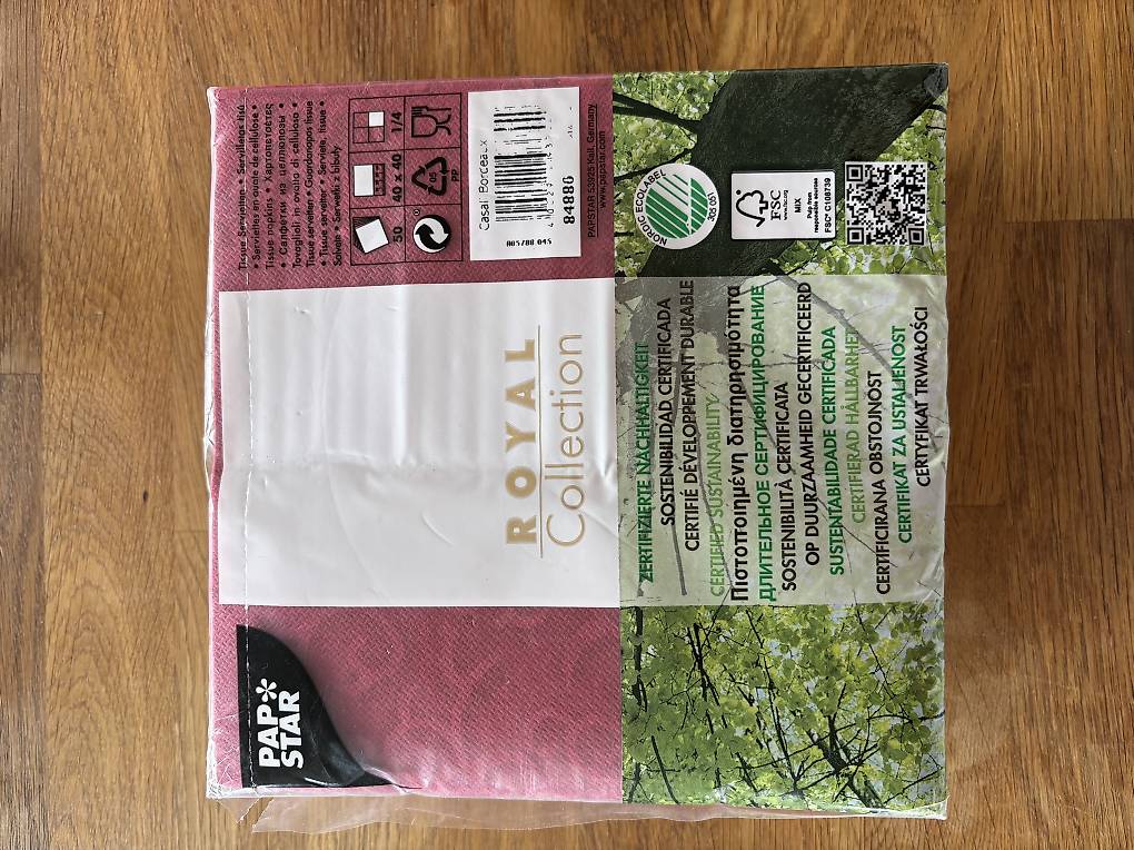 Renova Papierservietten Gold Bordeaux, 40 Stück Pro Pack – 5er Pack, 39x39 Cm, Doppellagig & Weich