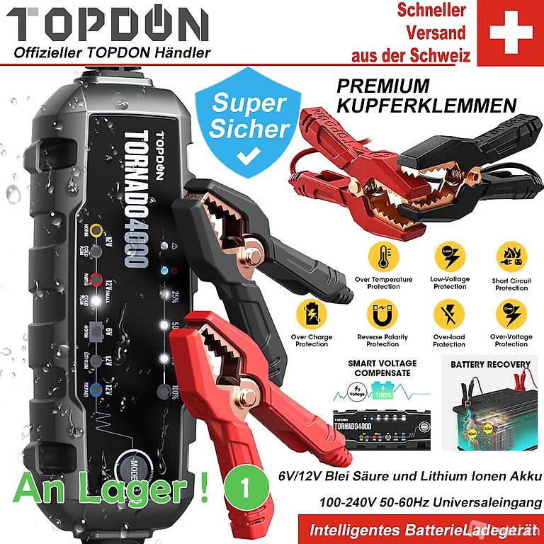 Topdon T4000 6V 12V Auto Batterie Ladegerät im Kanton Graubünden