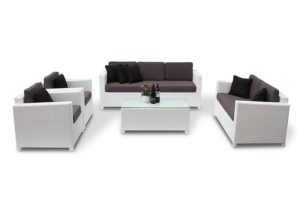 Grosses Rattan Lounge Set weiss / Rattan Gartenmöbel in St. Gallen