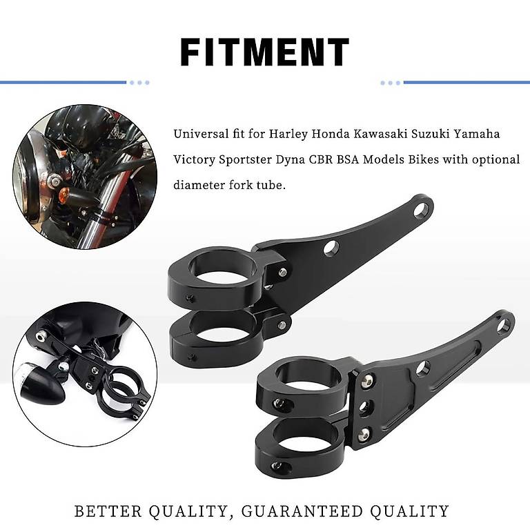HUISI 4PC Motorrad Gabel Rohr Halter CNC Scheinwerfer Halterung - Universal Für Harley Cafe Racer 45-49mm