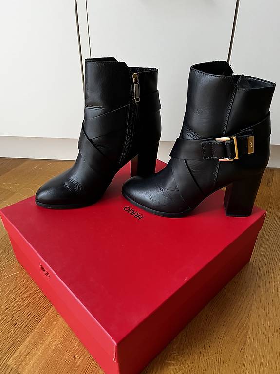 Leather Hugo Boss Stiefelette HUGO Boss Stiefelette Schwarz Gr 38