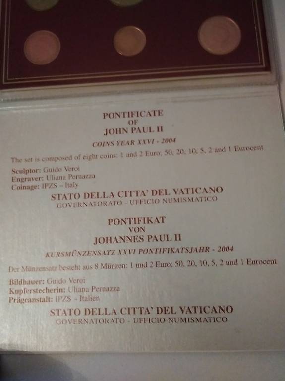 Astuccio con 8 Pontificato GiovanniPaolo II Canton Tessin