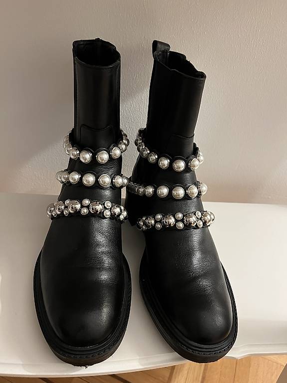 Zara Leder Stiefeletten Mit Perlen Zara Zara Leder Boots