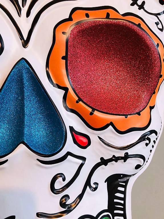 Fächer Mit Totenkopf-Motiv – La Catrina Style | Für Fasching & Halloween | 100% Polyester