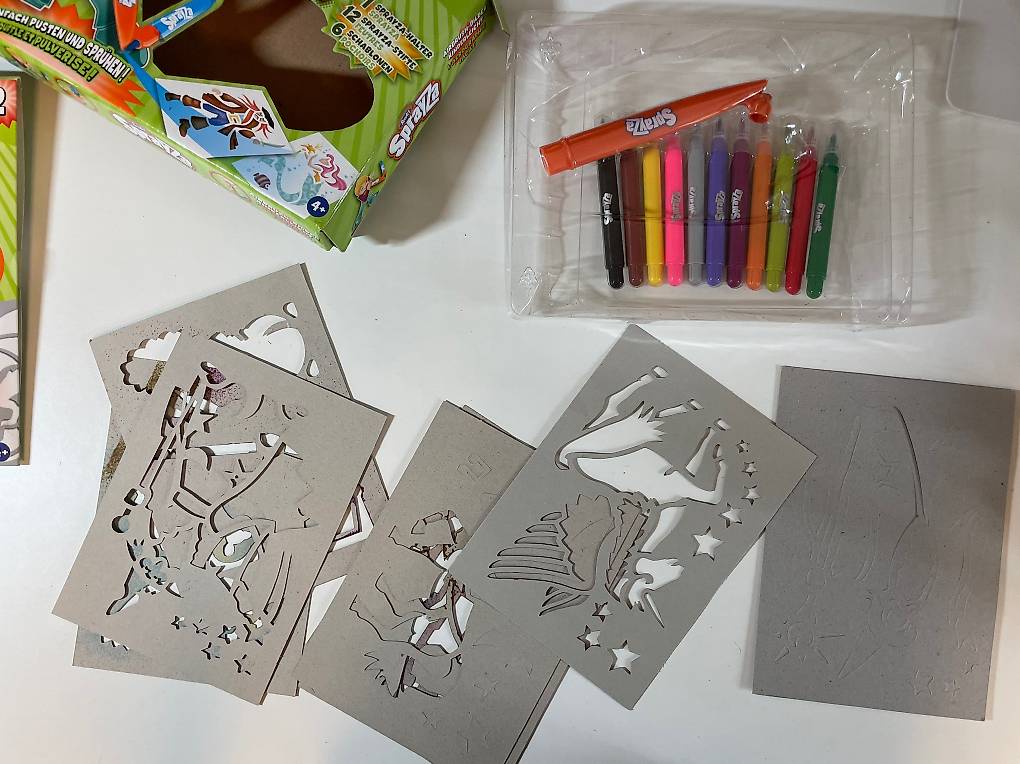 Airbrush Bilder SprayZa für Kinder Pusten Sprühen Zeichnen im Kanton