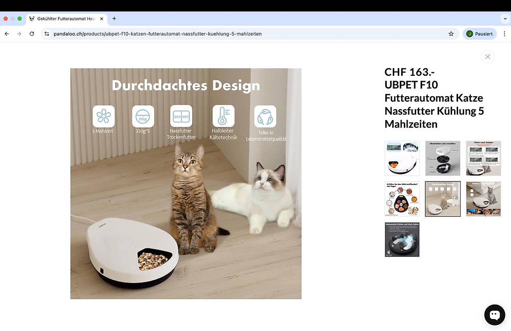 Neu UBPET Futterautomat Cat Nassfutter Khlung 5 Mahlzeiten im Kanton  Zrich - tutti.ch