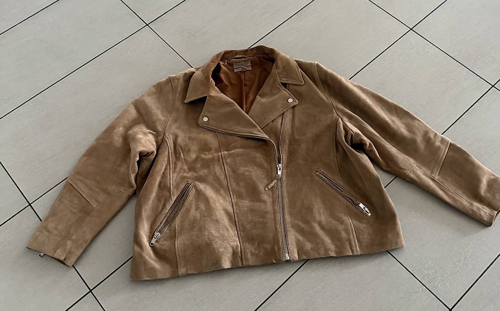 Schöne Wildleder/Bikerjacke in hellbraun 3XL Cantone San Gallo