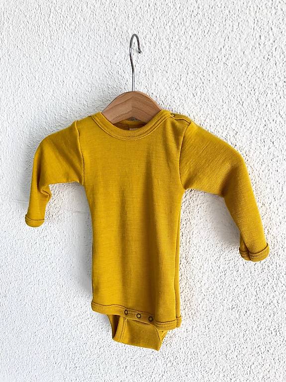 Engel Baby Body Kurzarm Bio-Schurwolle/Seide - Gr. 62/68 In Safran