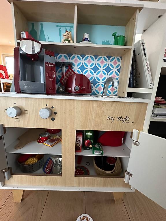 MAMIZO Cucina Giocattolo per Bambini Legno, con Effetti Simulati di Luce e Suono, Cucina Bambini con 2PCS Scatole Portaoggetti, Cucinetta Giocattolo per Bimbi da 3 Anni, 90x30x90 cm, Rosa