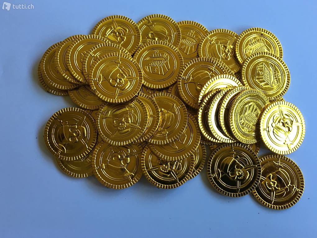 50 Stück Piraten Goldmünzen Piratengeld Gold Spielgeld Schatz Schatzsuche 