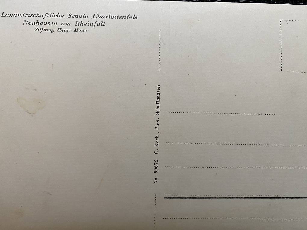 Postkarte Landwirtschaftliche Schule Charlottenfels Im Kanton