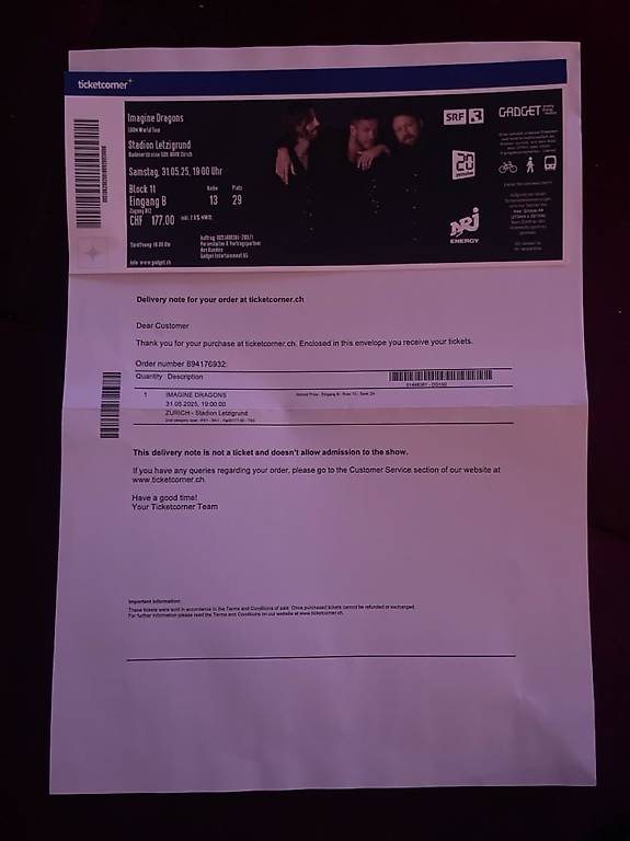 Imagine Dragons Ticket Zurich, 31.05.2025 im Kanton Solothurn tutti.ch