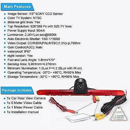 Rückfahrkamera Mit 3. Bremsleuchte Für Mercedes Vito W639/W447 - HD Nachtsicht Einparkkamera