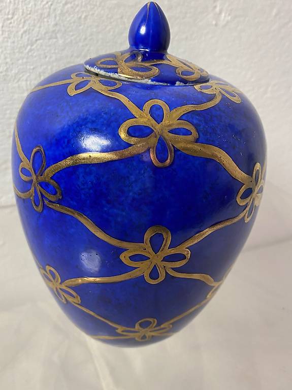 Porzellan Vase Mit Deckel K Nigsblau Mit Gold Im Kanton Graub Nden