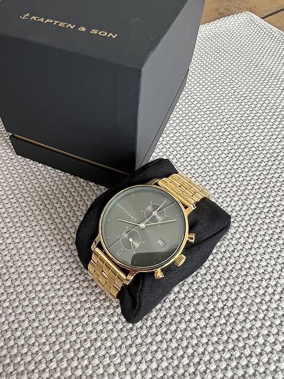 Leather Chrono Kapten And Son Chrono Small Gold White Grey Vintage