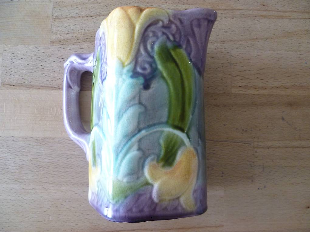 Sarreguemines 4192 Kanne Pitcher Pichet Majolika Art Nouveau Im Kanton