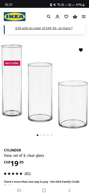 IKEA 3er Cylinder Set Glas-Vase inkl. Kerzen