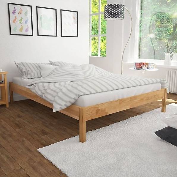 Doppelbett mit Matratze Eiche Massiv 180x200 cm in Zug
