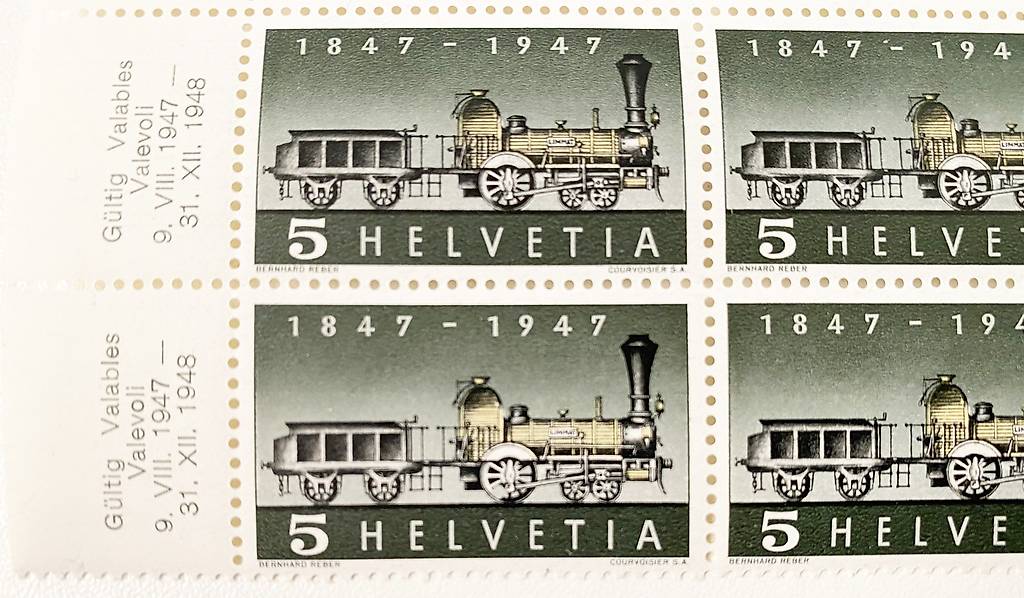 Briefmarken Helvetia 1947 100 Jahre Schweizer Eisenbahnen Im Kanton