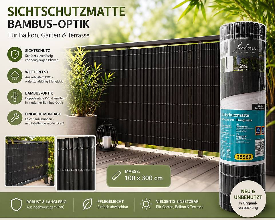 Sichtschutzmatte / Balkon-Sichtschutz in Bambus-Optik im Kanton Schwyz -  tutti.ch