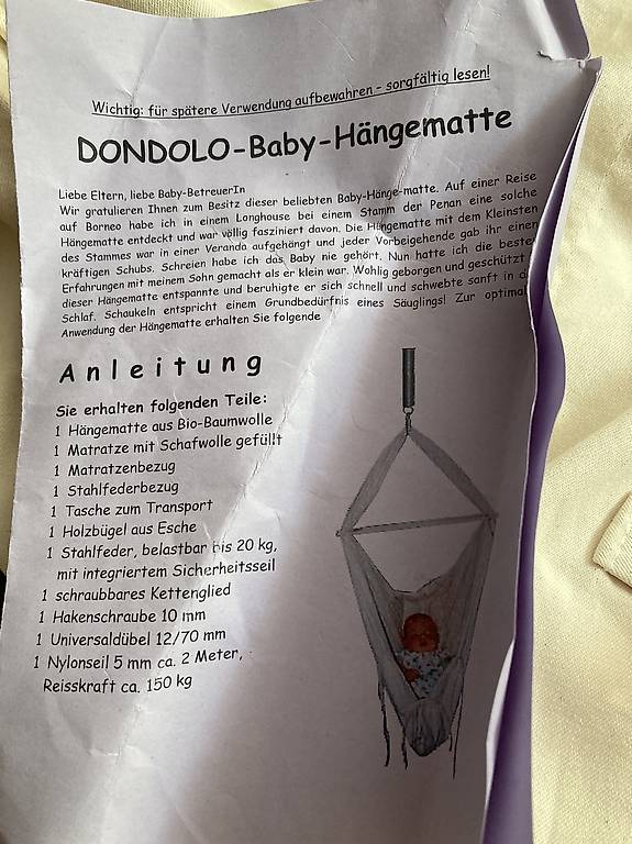 Baby Hängematte Dondolo mit Holzgestell Amazonas Hippo im Kanton Bern