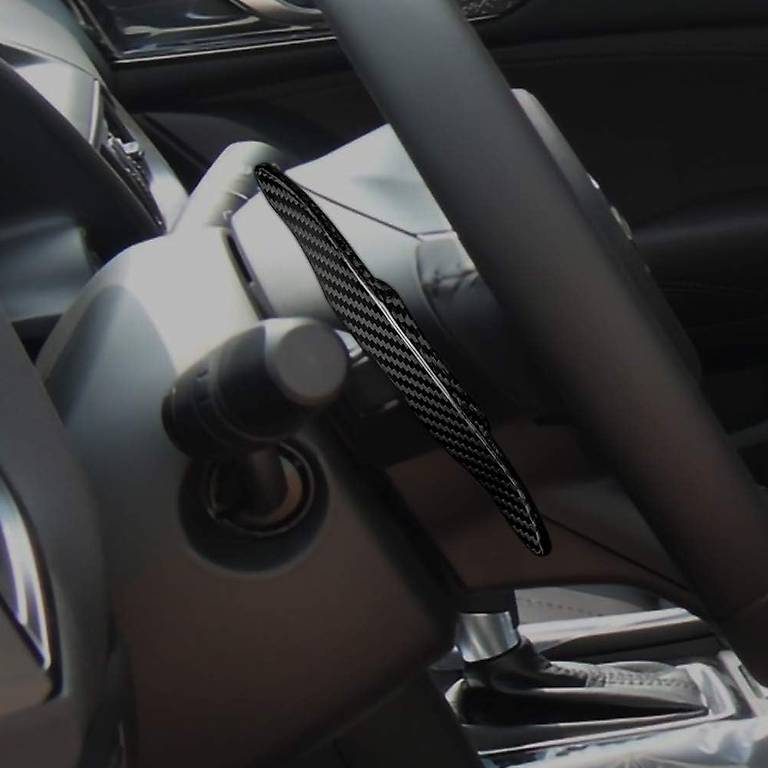 Lenkrad-Top-Markierung 12 Uhr – Trockene Kohlefaser, Für Fiat 500 2020-2023 – Glänzender 3K-Twill, 2 Stück