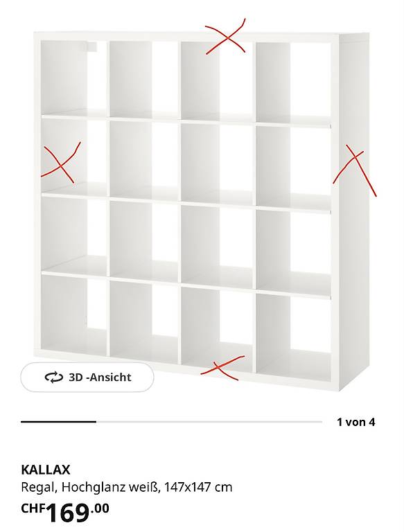 Ikea Kallax Hochglanz weiss Tablare im Kanton Zürich