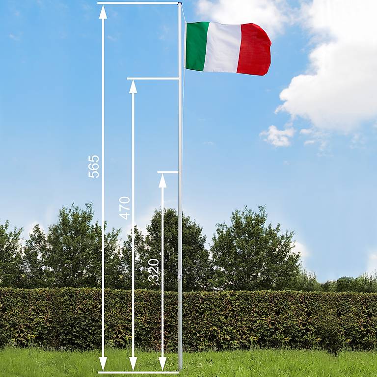 Asta Portabandiera In Alluminio Per Esterni, Altezza Regolabile (max 6,5 M), Con Bandiera Della Germania 150x80 Cm E Picchetto A Terra