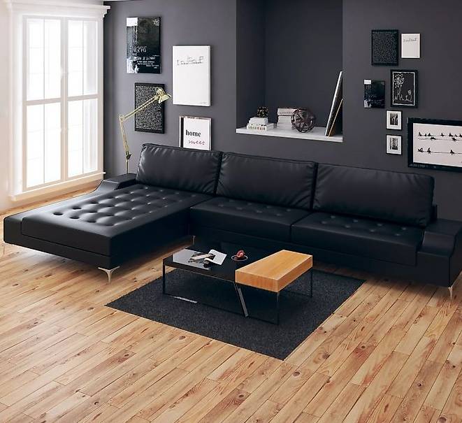 Sofa in LForm Kunstleder Schwarz XXL 326 x 163 x 83 cm im Kanton Zug