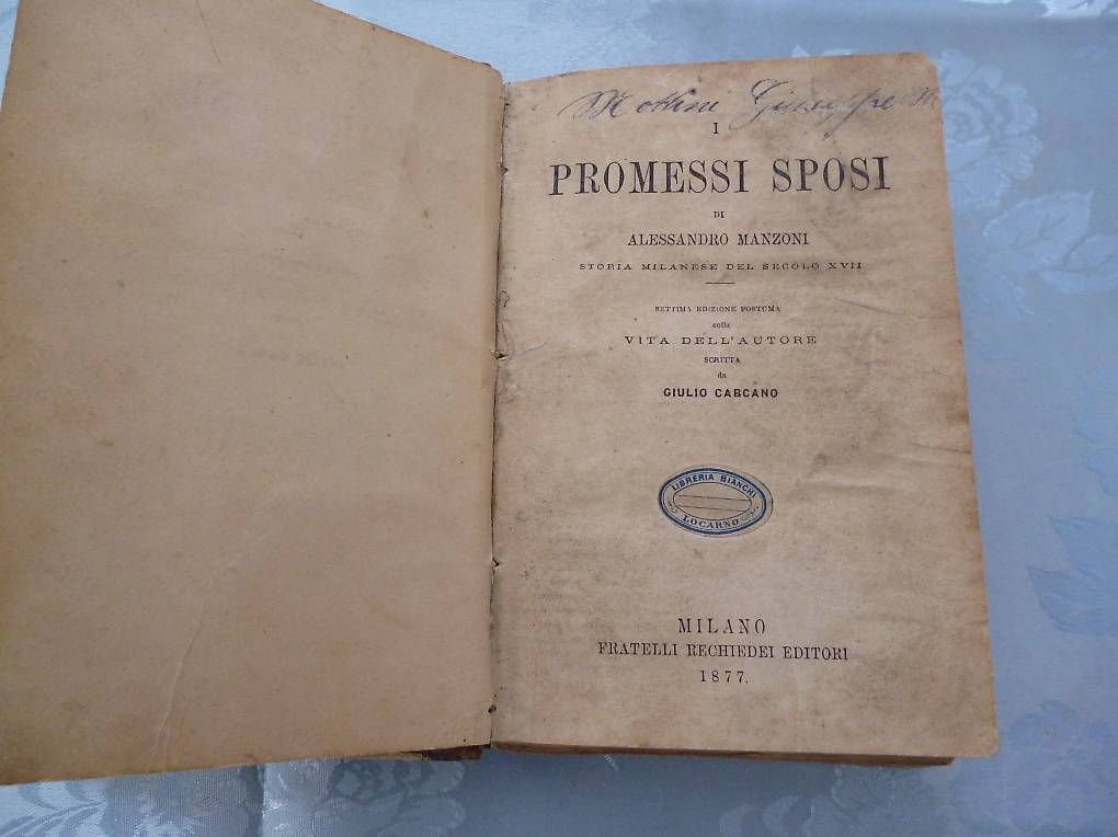 Libro "Promessi sposi" anno 1877 Cantone Ticino - tutti.ch