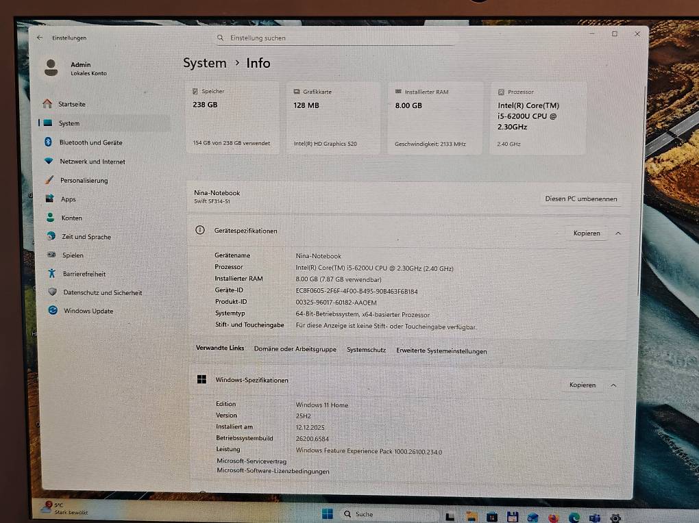 PC Acer Swift 3 - 14" Ryzen 5 4500U 8Go RAM 512Go SSD Windows 11 (Occasion)