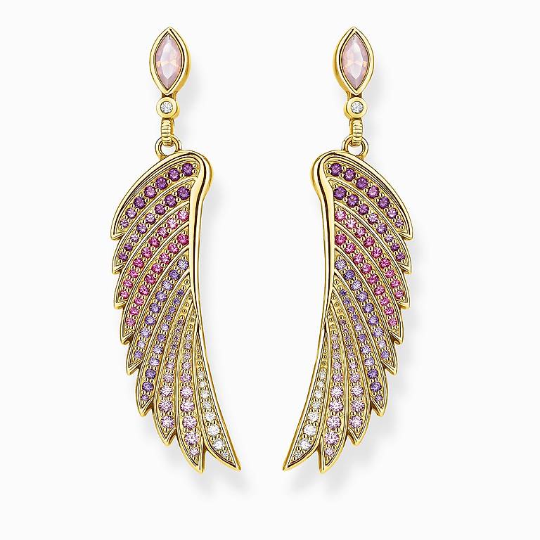 THOMAS SABO Ohrringe bunter Kolibri Flügel Gold