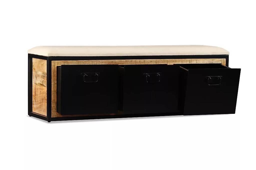 Aufbewahrungsbank 3 Schubladen Mangoholz Massiv 120x30x40 cm in Zugo