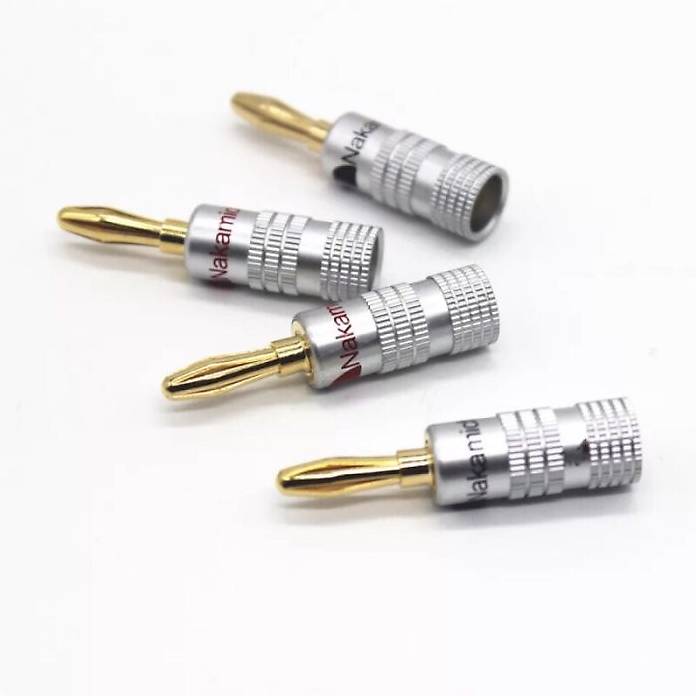 DAOKAI Bananenstecker 4mm 18 Stück - Vernickelte Lautsprecherstecker Mit 90 Grad Winkel