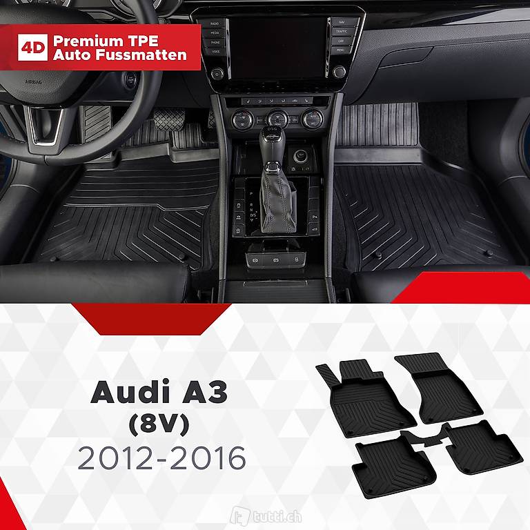 4D Premium Gummi Auto Fussmatten für Audi A3 (8V) 2012-2016 Canton Zurich 