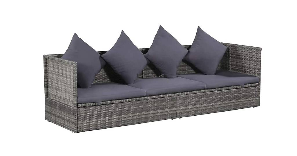 Garten-Sofabett Poly Rattan 200 x 60 x 58 cm Grau in Zug kaufen