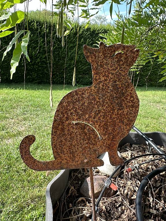 Rost Metall Katze sitzend gross neu Deko Garten Blumen im Kanton