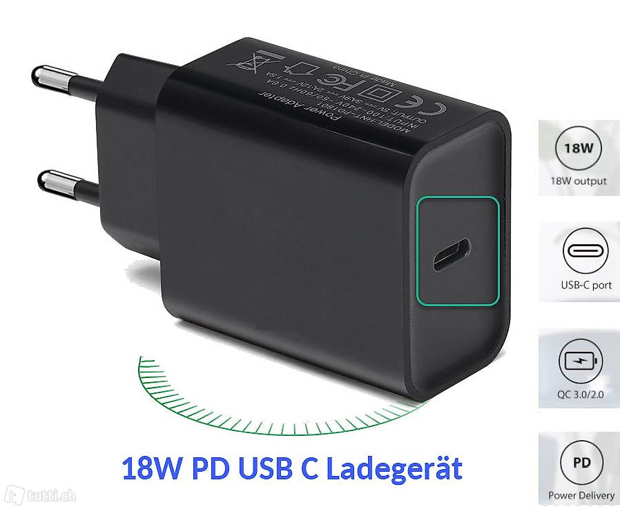  18W Typ USB C Ladegerät PD 3.0 Schnellladegerät Für iPhone 1
