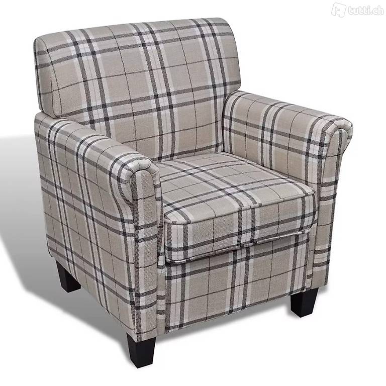  Sessel mit Sitzpolster Stoff Cremefarben