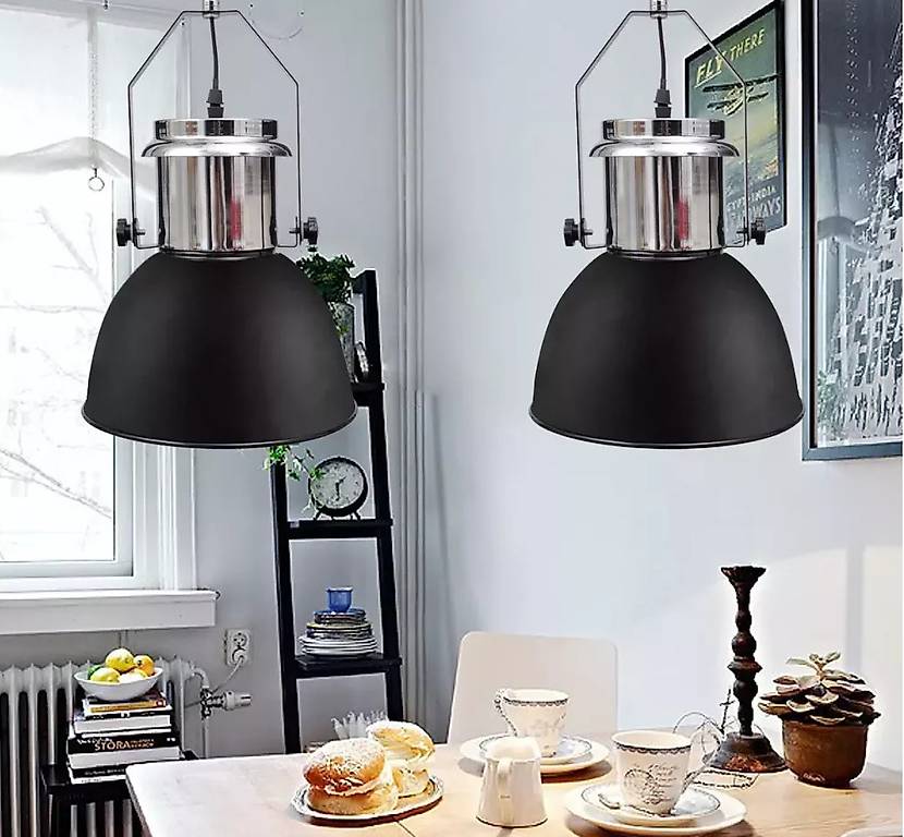 Deckenleuchte Metall 2 Stk. Höhenverstellbar Modern Schwarz in Zug