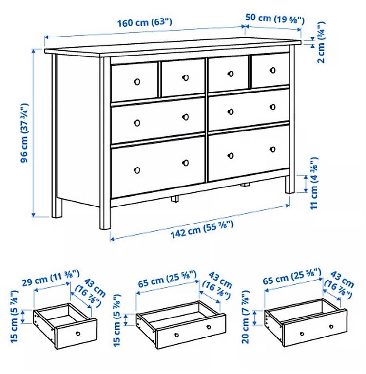 Elegantes Hemnes Kommode Masse Bildnull