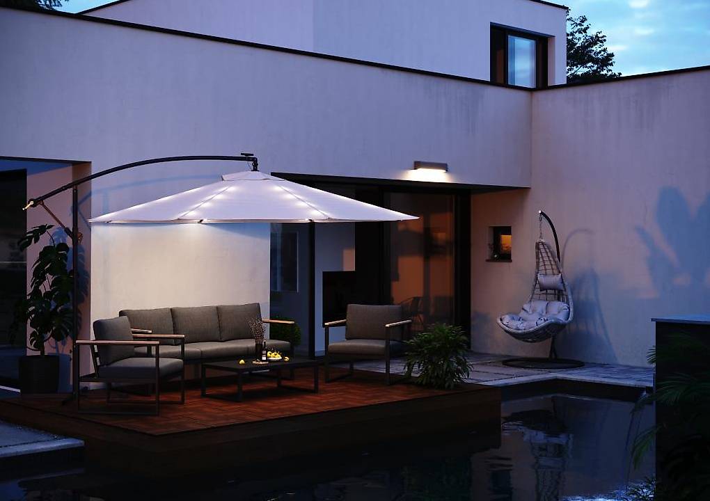(NEU) - Sonnenschirm Ampelschirm mit LED 350 cm braun