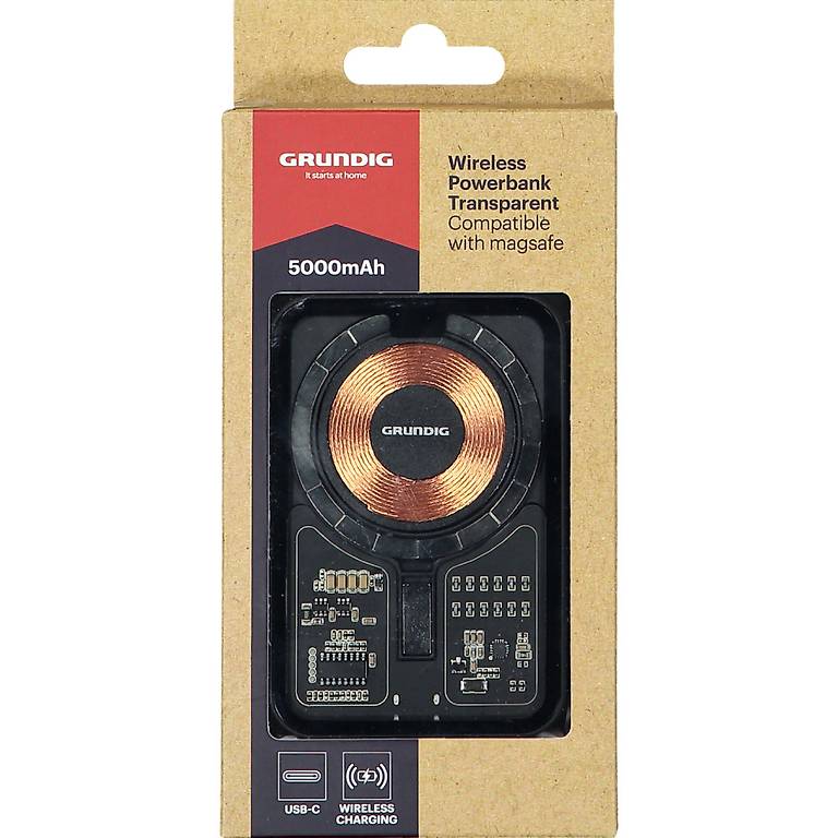Grundig Wireless Powerbank 5000mAh, transparent