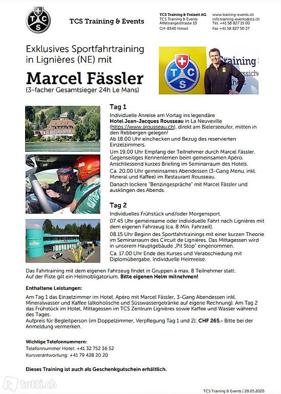 Gutschein - Personenwagen Sport mit Marcel Fässler