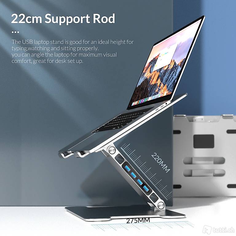  ORICO 4 Port USB 3,0 Laptop Stand Notebook Riser